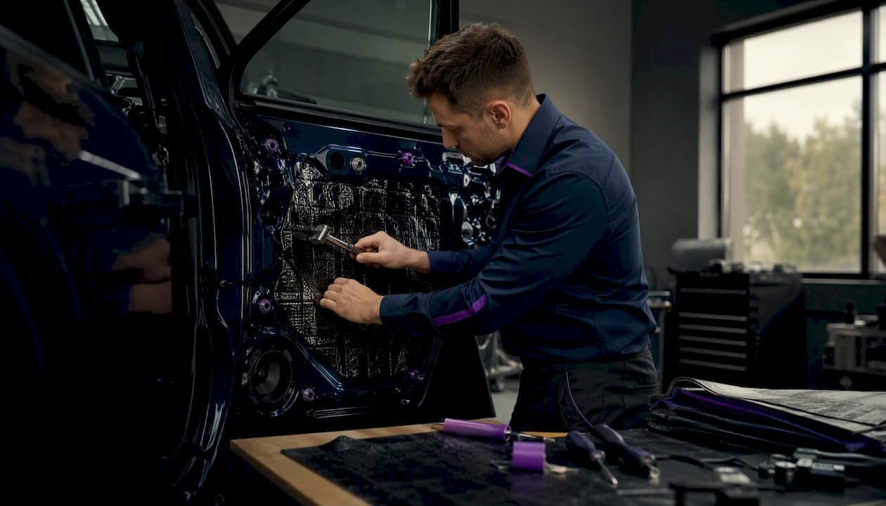 Autotür mit vibrationsdämpfenden Materialien für ein leiseres und angenehmeres Öffnen